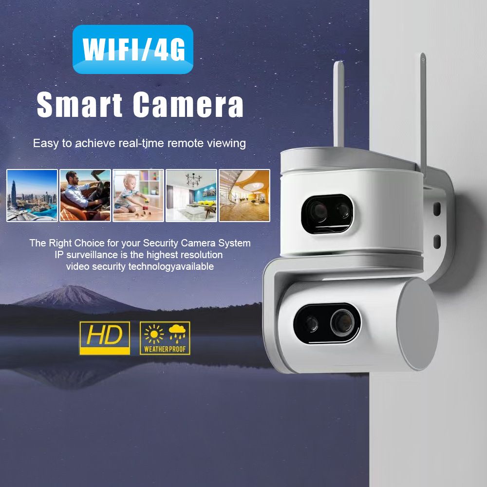 Çift ekranlı HD gözetleme kamerası, gece görüşü, WiFi, uzaktan kontrol