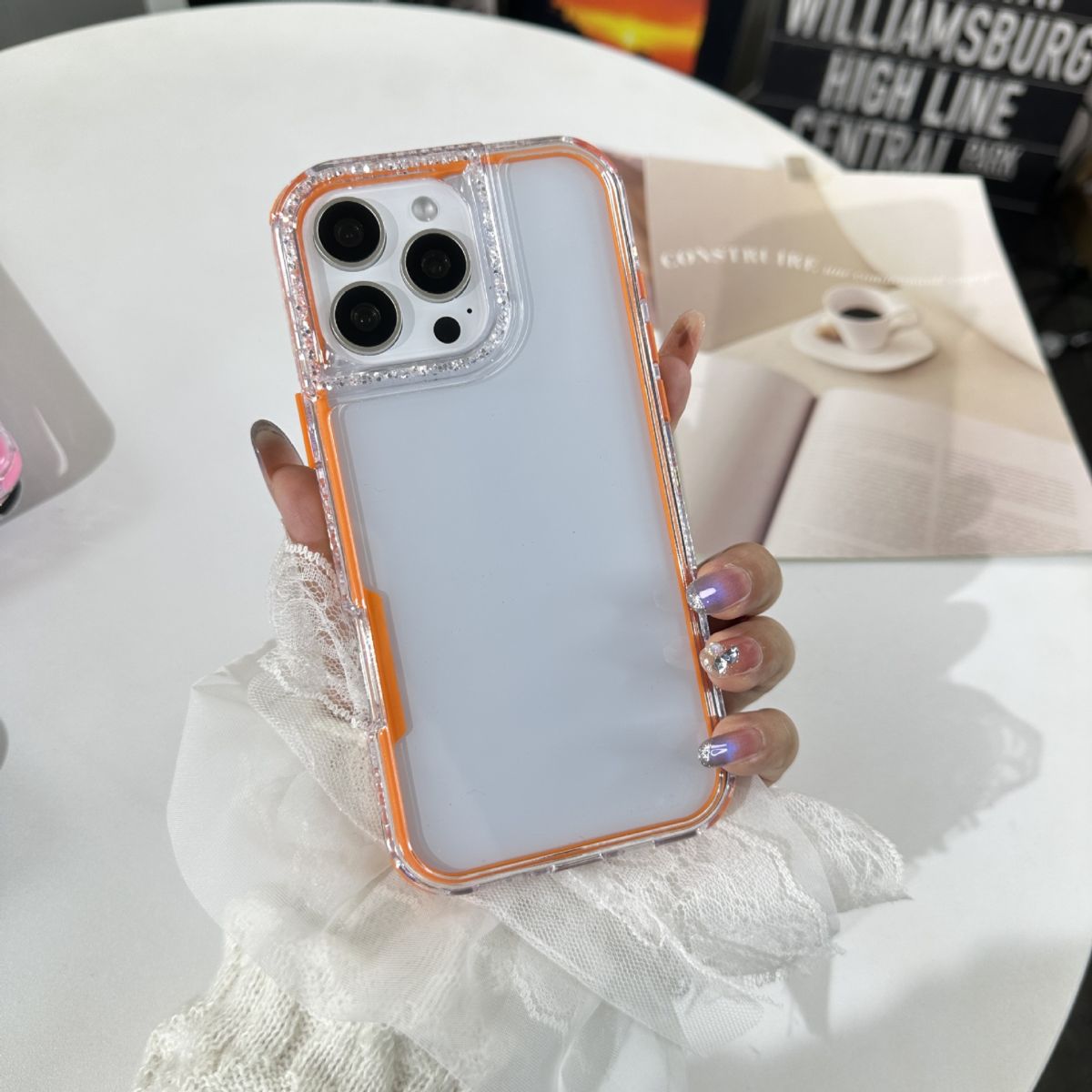 Phone case for OPPO A6Pro, 3-in-1, mirror frame, glitter epoxy