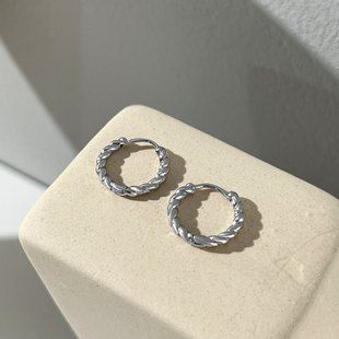 S925 silver diamond brushed earrings