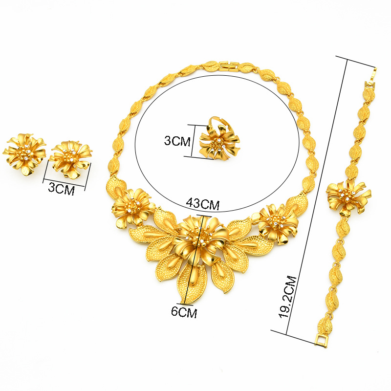 Dubai Brautschmuckset, 24K vergoldet, vierteilig