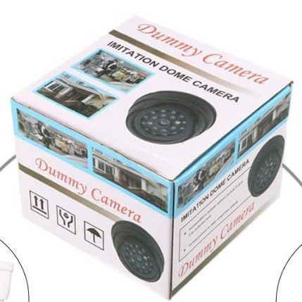 Dummy surveillance camera, indoor, no-drill installation, LED light
