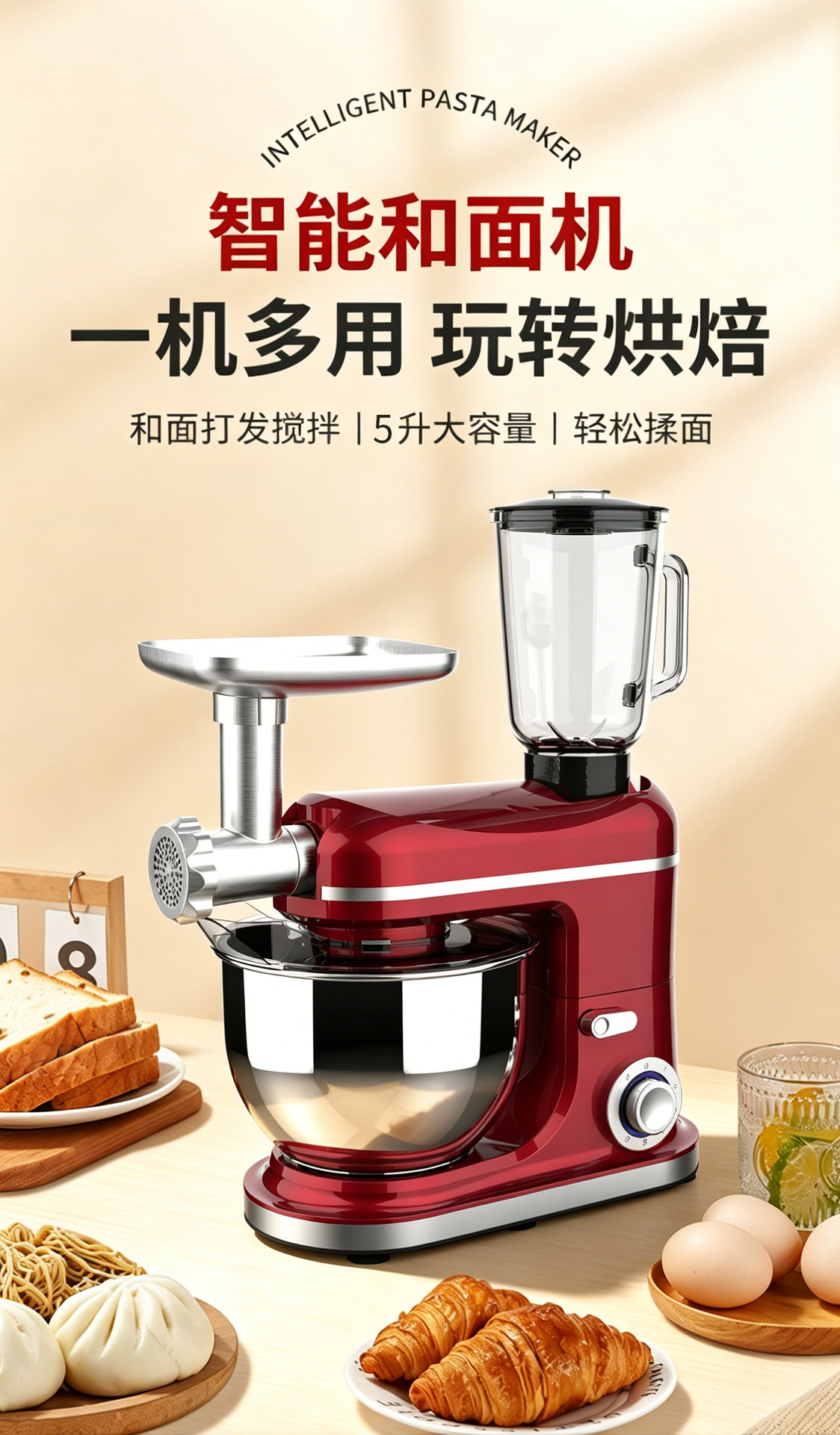 Multifunctional kitchen machine 110V, dough and sauce mixer