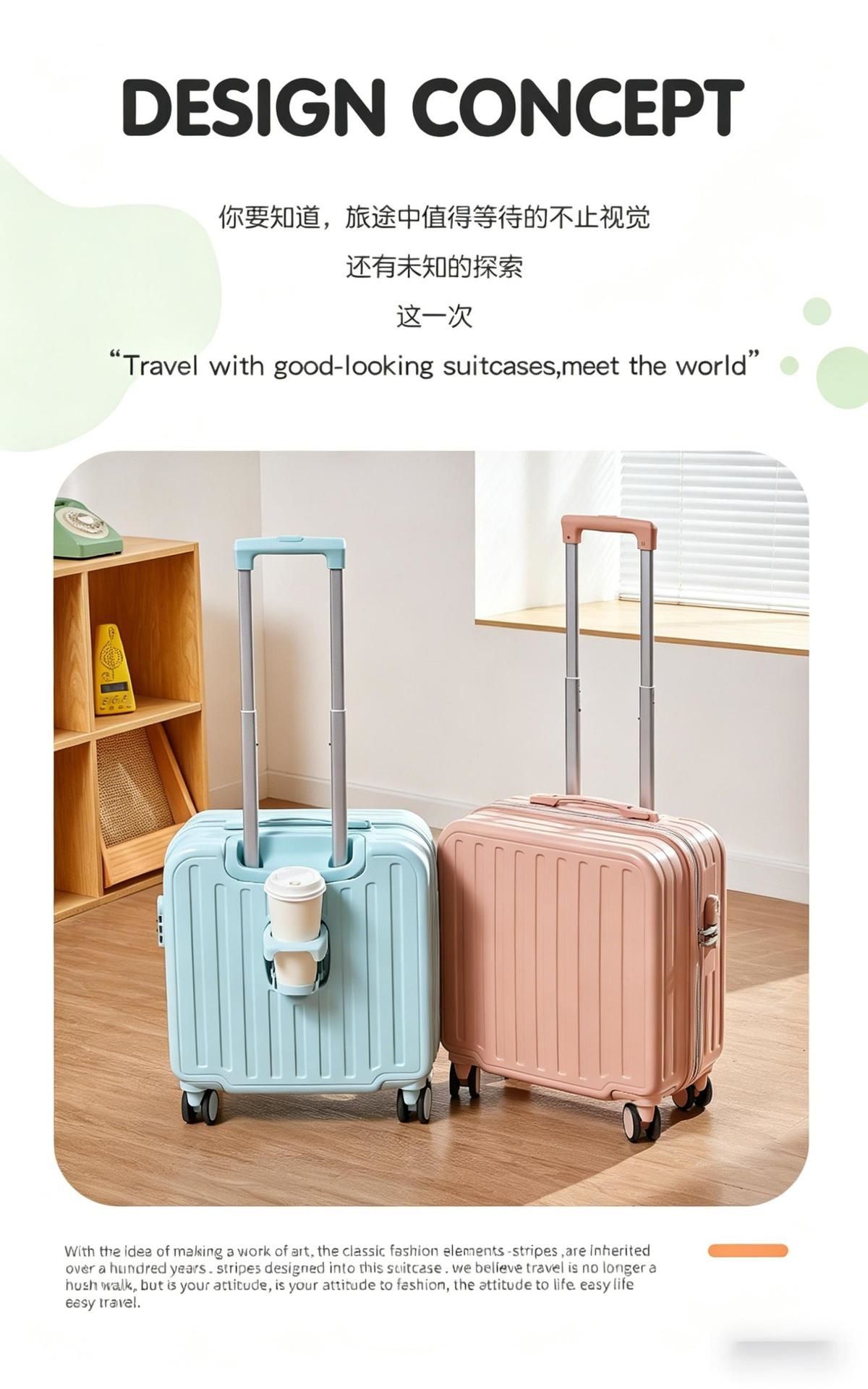 Luggage 18-20 inch, durable, password lock, student model