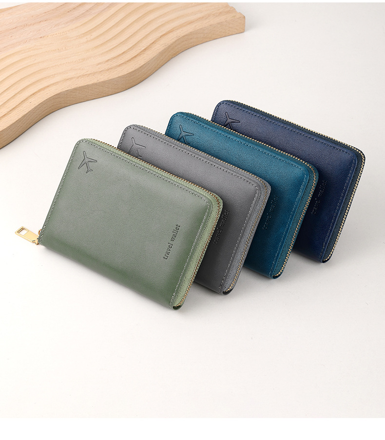 RFID passport holder, plain weave, multi-pocket