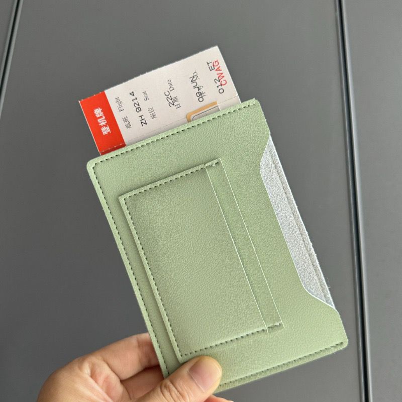 Korean-style travel passport holder, PU leather, multiple card slots
