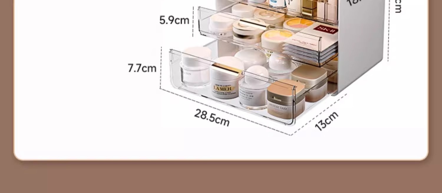 Makeup desk storage box, acrylic, dustproof, luxury design