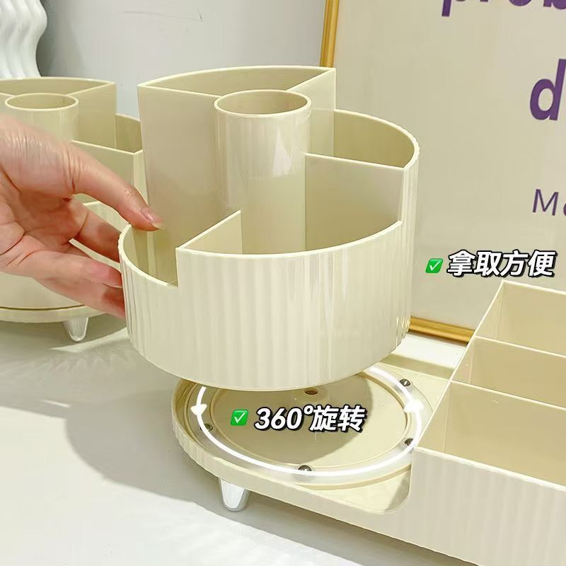 跨境亚马逊化妆品收纳盒家用梳妆台桌面旋转护肤品口红眼影置物架