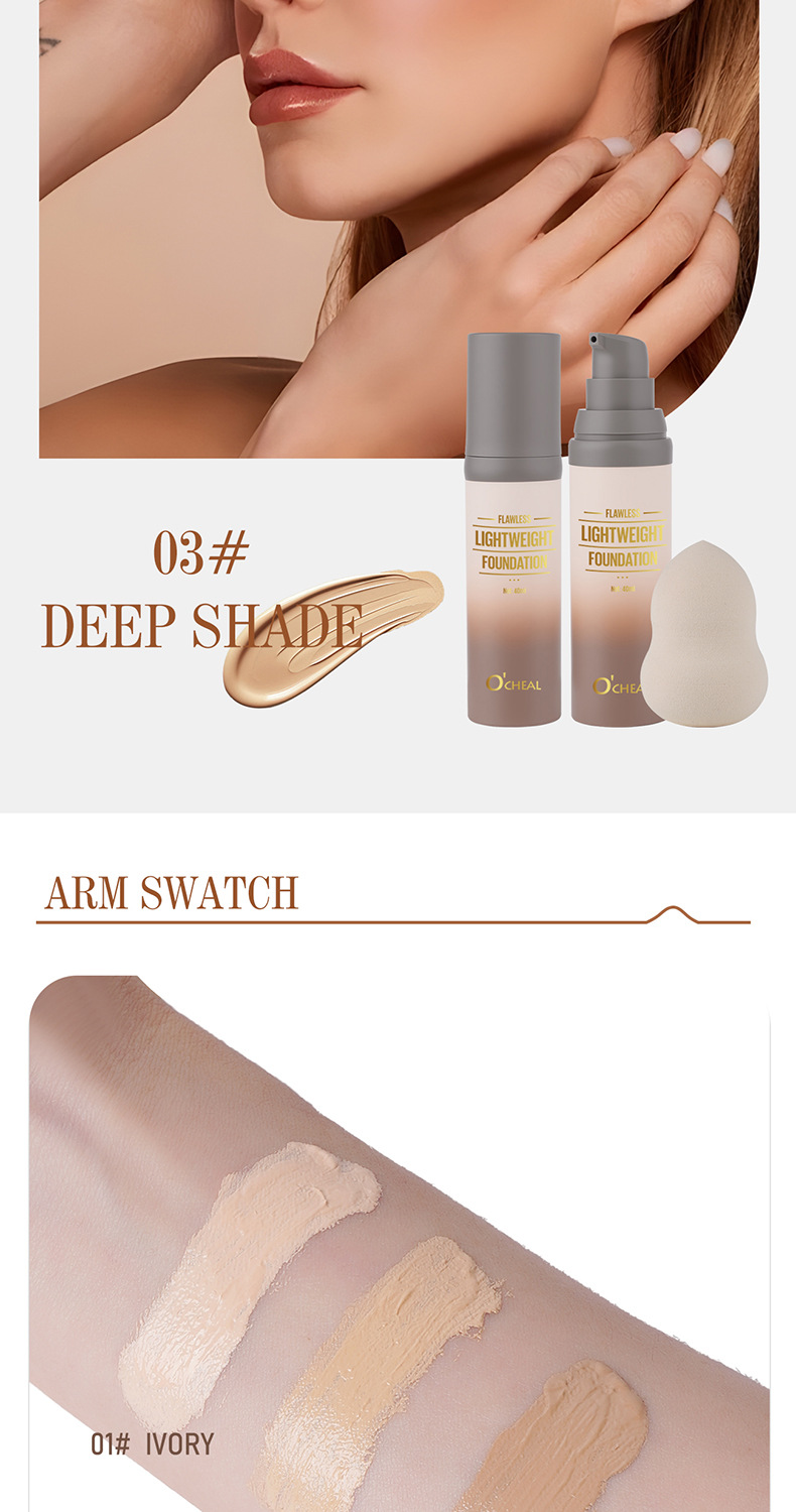 OCHEAL liquid foundation, natural flawless with sponge
