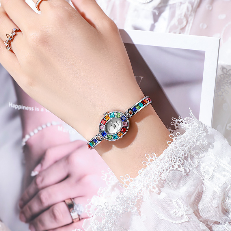 Colorful diamond women's quartz watch