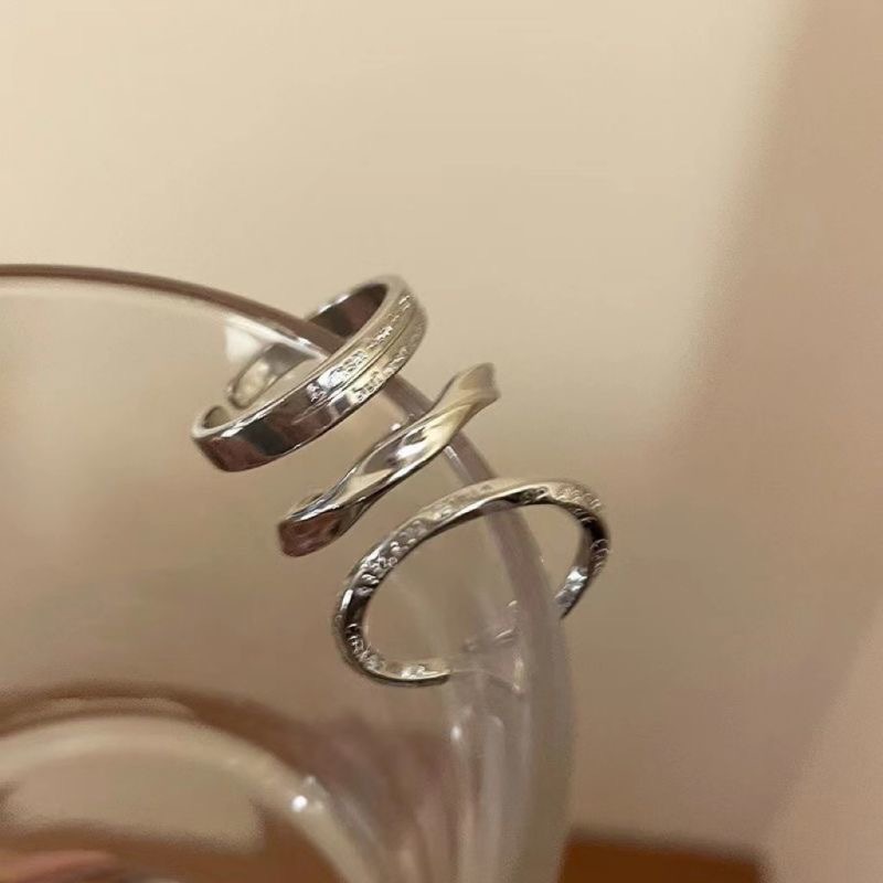 Silber dreiteiliges Ringset Damen, minimalistisch
