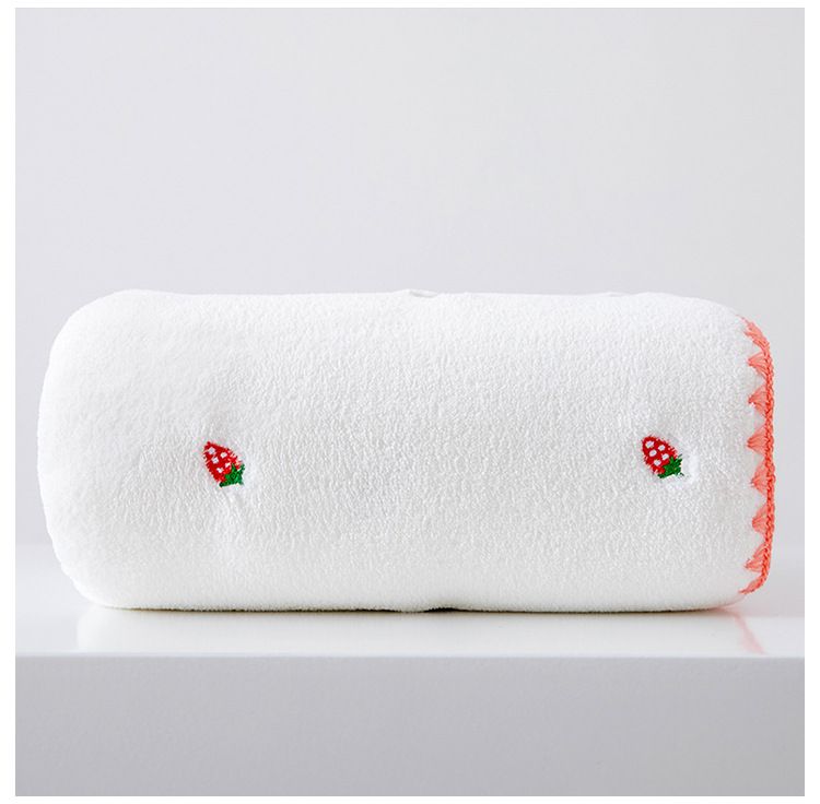 Coral velvet bath towel, absorbent, soft, cartoon embroidered