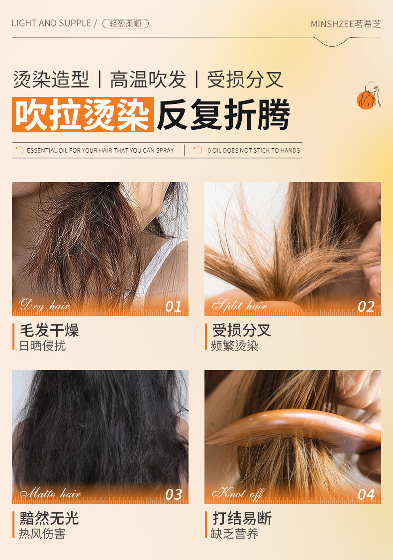 Mingxizhi Haarpflege-Essenzöl-Spray Antistatisch glättend