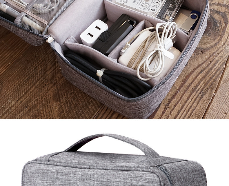 Portable storage organizer bag, large capacity for digital accessories and cables