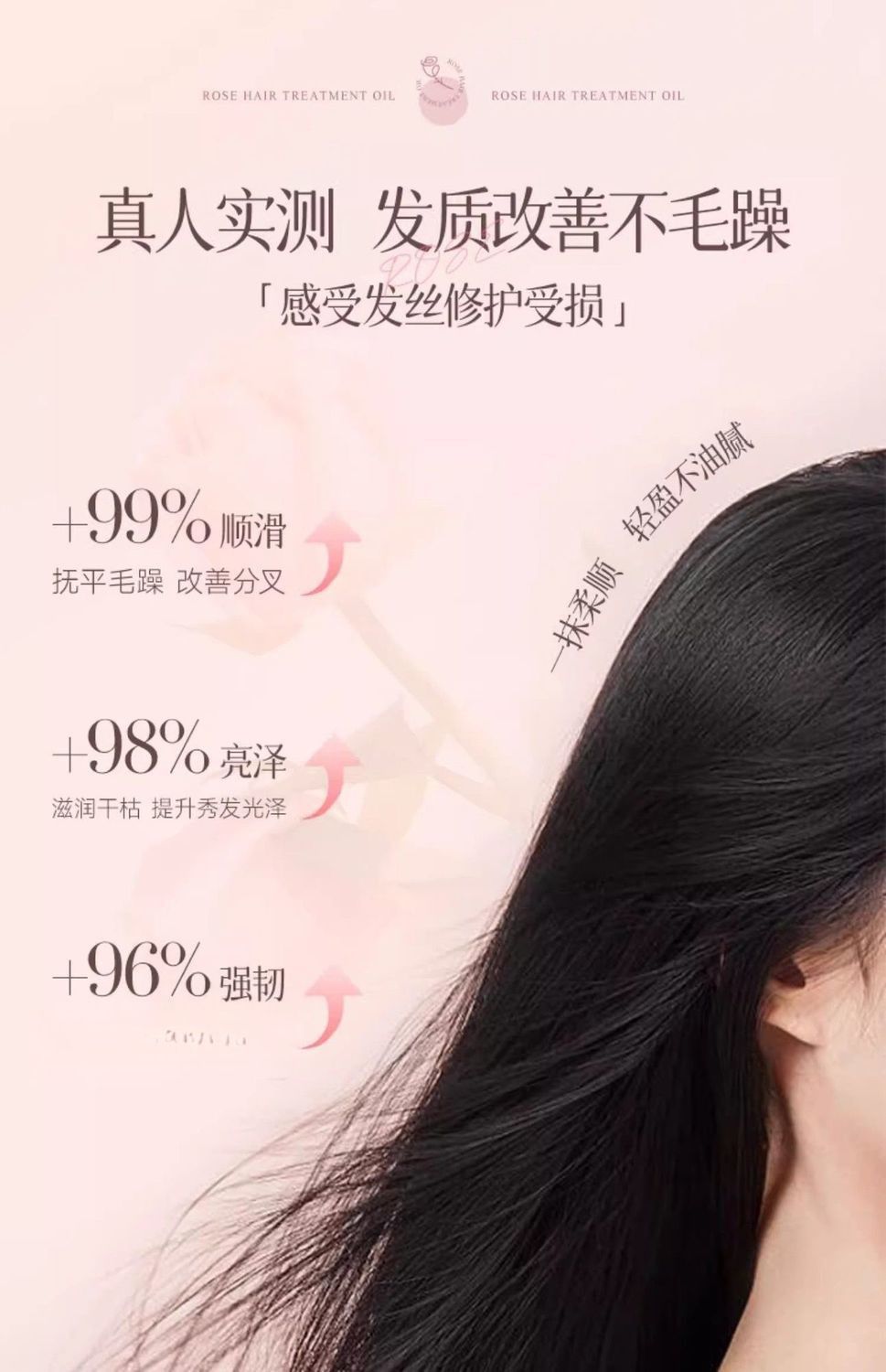 玫瑰花瓣润泽护发精油批发香水护发精油 美发用品护发素蜜美发店