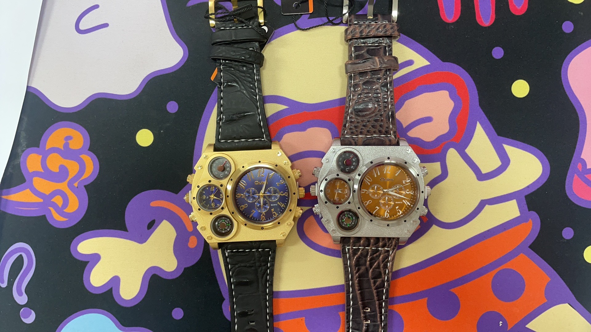 OULM Herrenarmbanduhr, Multi-Zeitzonen, großes Zifferblatt, HP1349