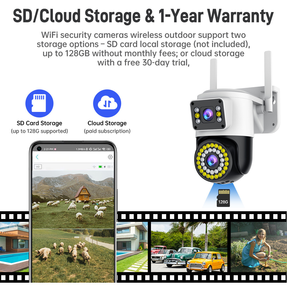 360° gözetim kamerası, gece görüşü, WiFi, 4G, su geçirmez