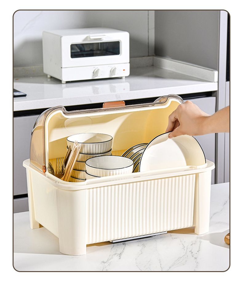Tableware storage box with lid, dustproof, large