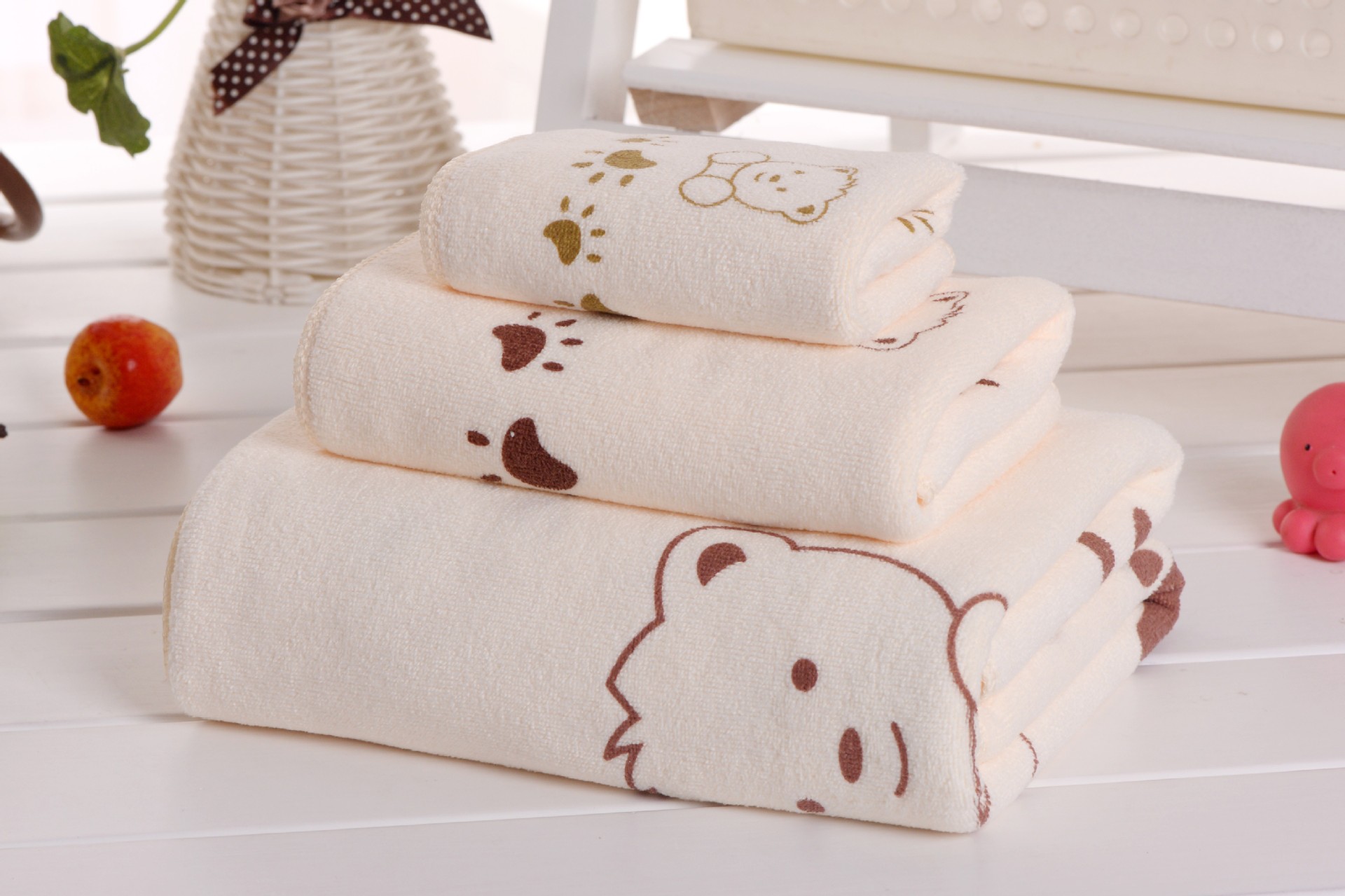 Baskılı banyo havlusu seti, 3 parça, yetişkin unisex