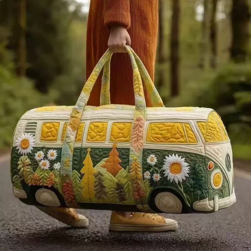 Gesteppte Reisetasche mit 3D-Druck