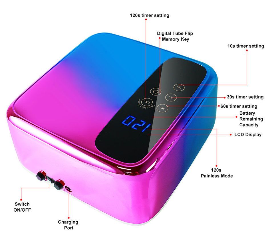 96W UV nail dryer, smart wireless light therapy