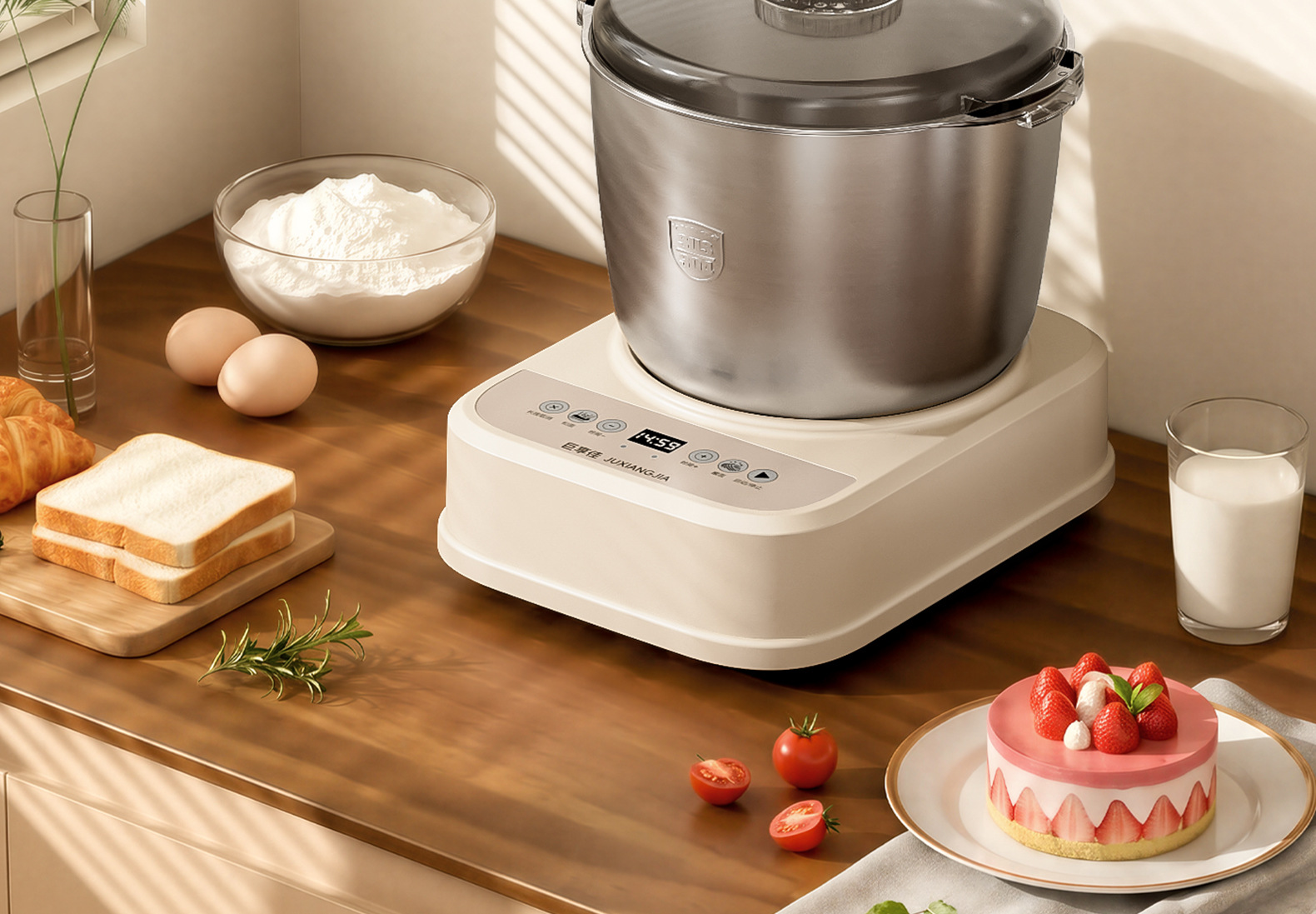 Fully automatic dough mixer, stainless steel, 220V, household