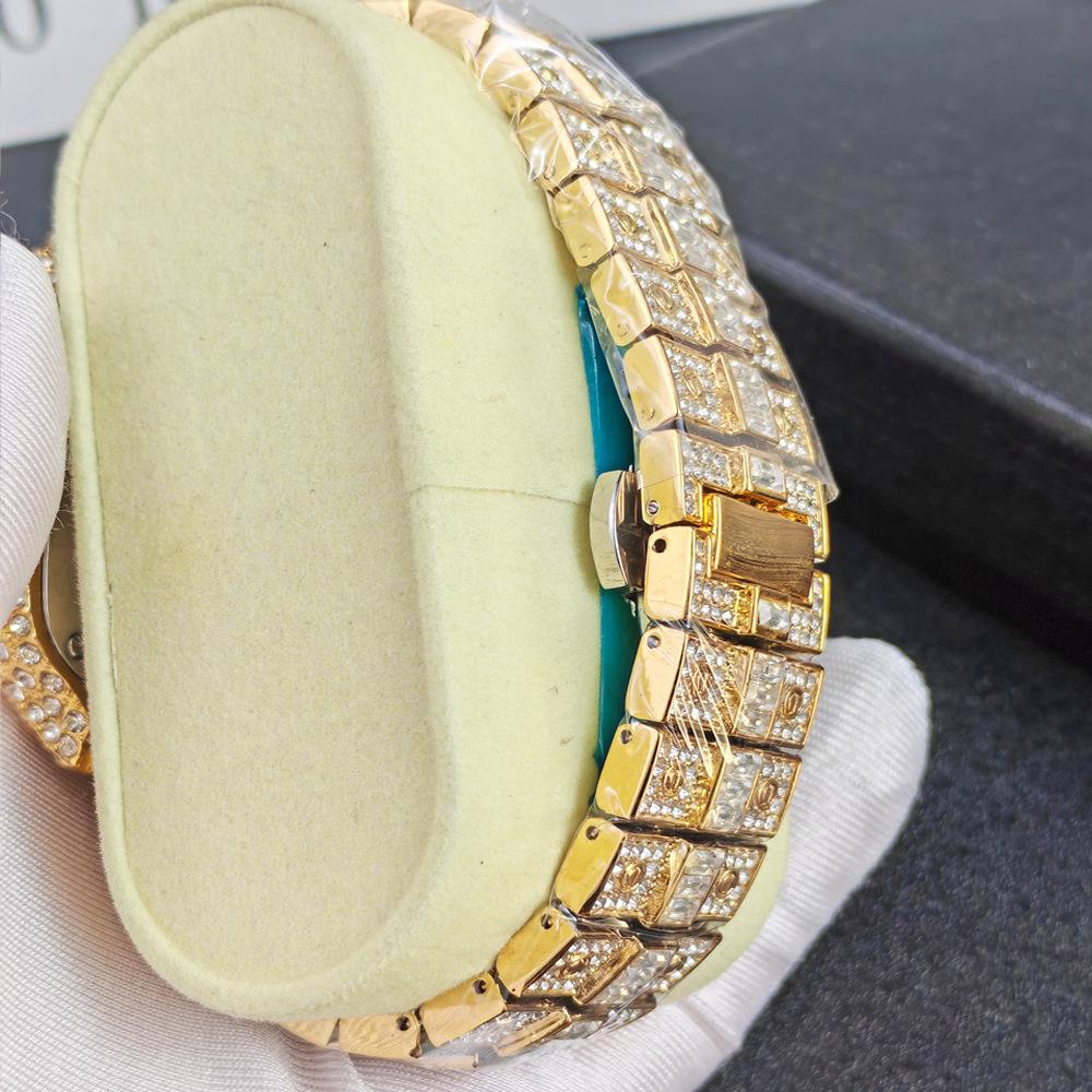 Herren-Quarzuhr, diamantbesetzt, Hip-Hop-Stil, Luxusdesign