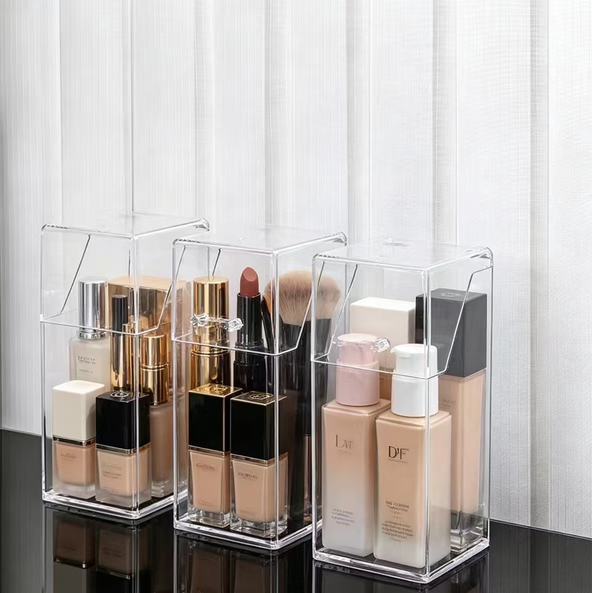 Makeup brush and cosmetics desktop storage organizer