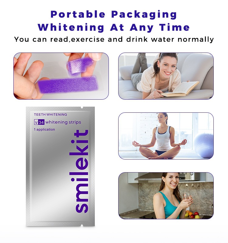V34 purple teeth whitening strips, large box