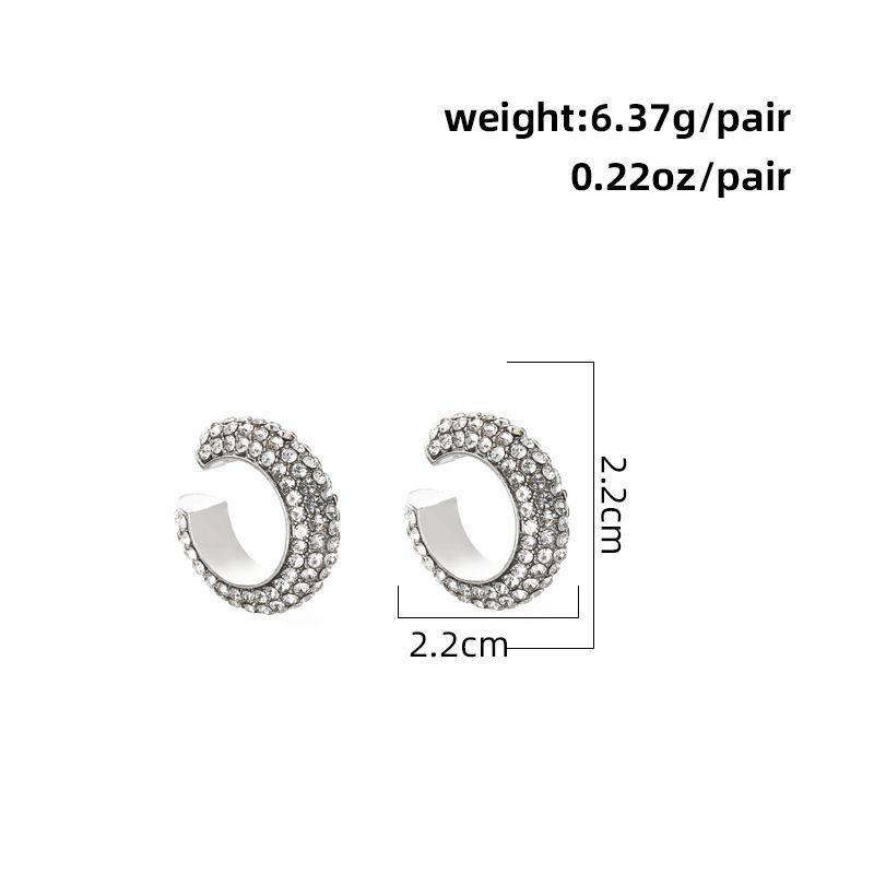 Full-rhinestone cartilage clip earrings, no piercing, colorful