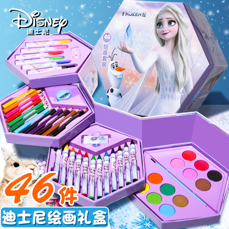 Disney coloring set, watercolor, colored pencils, gift box