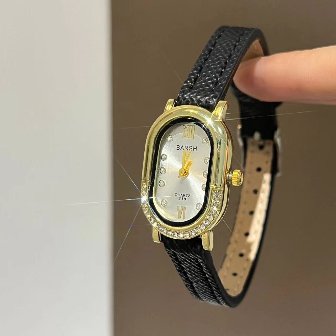Women's watch, rectangular, rhinestone, vintage style