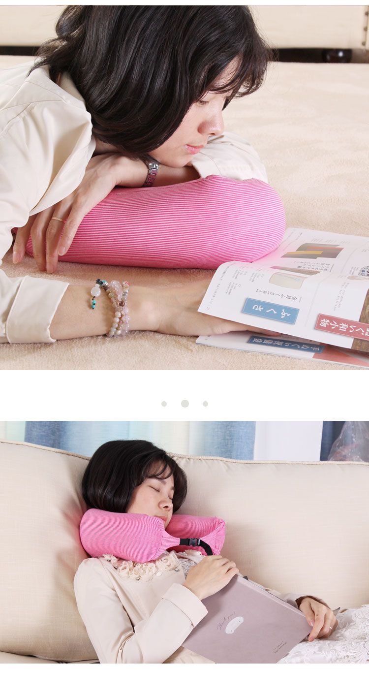 Muji U şeklinde yastık, Muji U şeklinde boyun yastığı, çizgili parçacık yastığı, araba boyun yastığı, Japon silindirik yastık, seyahat yastığı