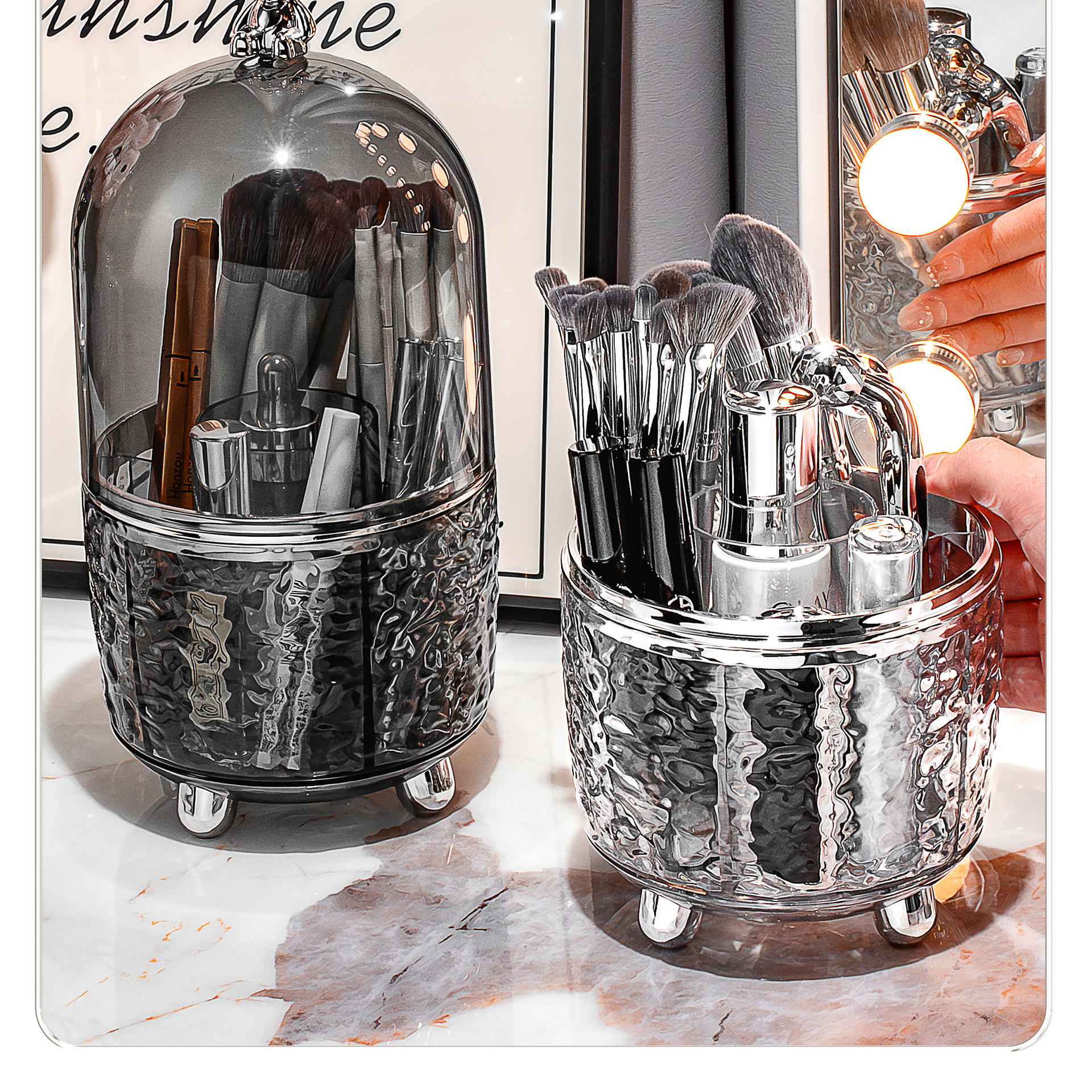 Cosmetic storage box, rotating, dustproof