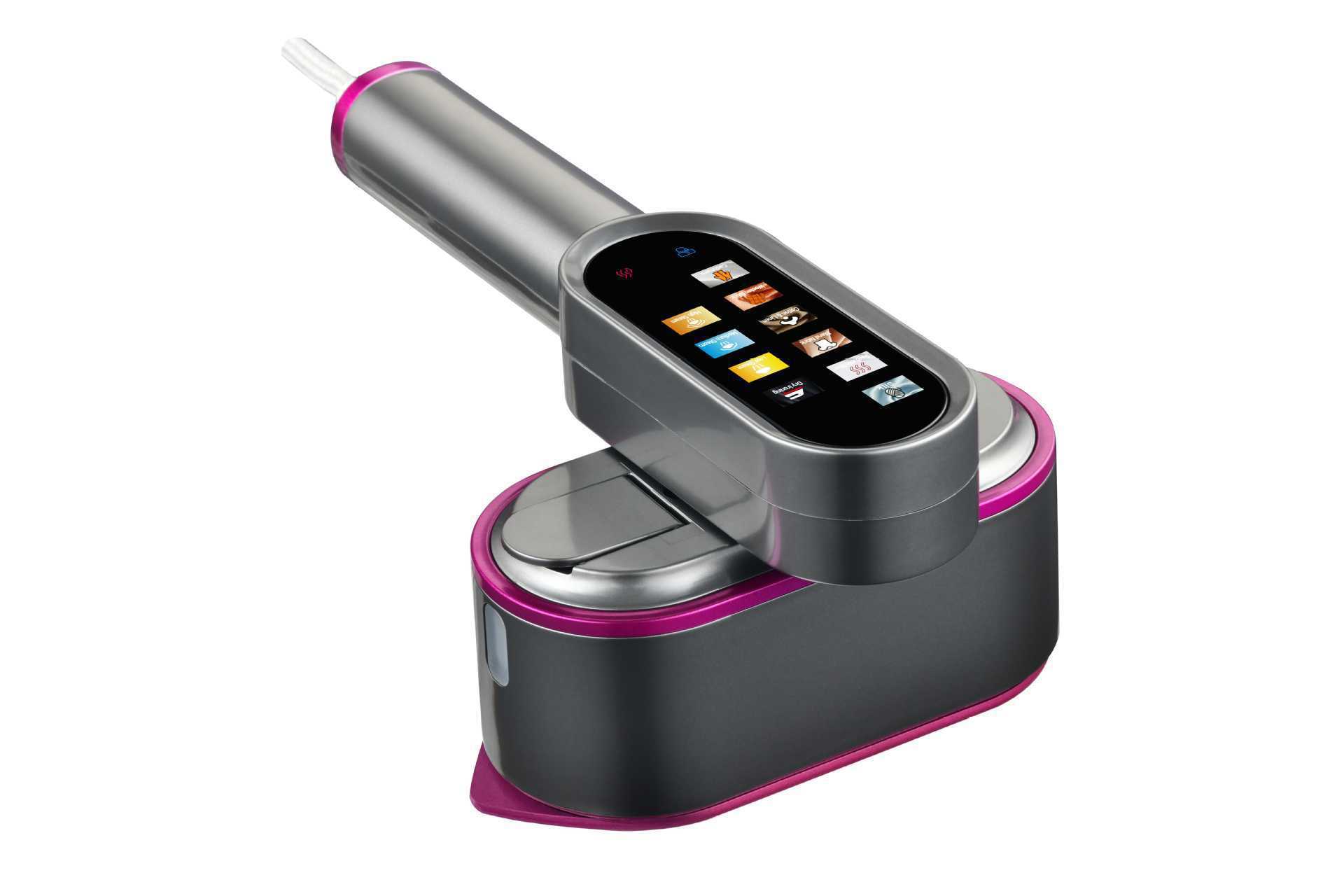 Foldable handheld garment steamer, touch screen, portable