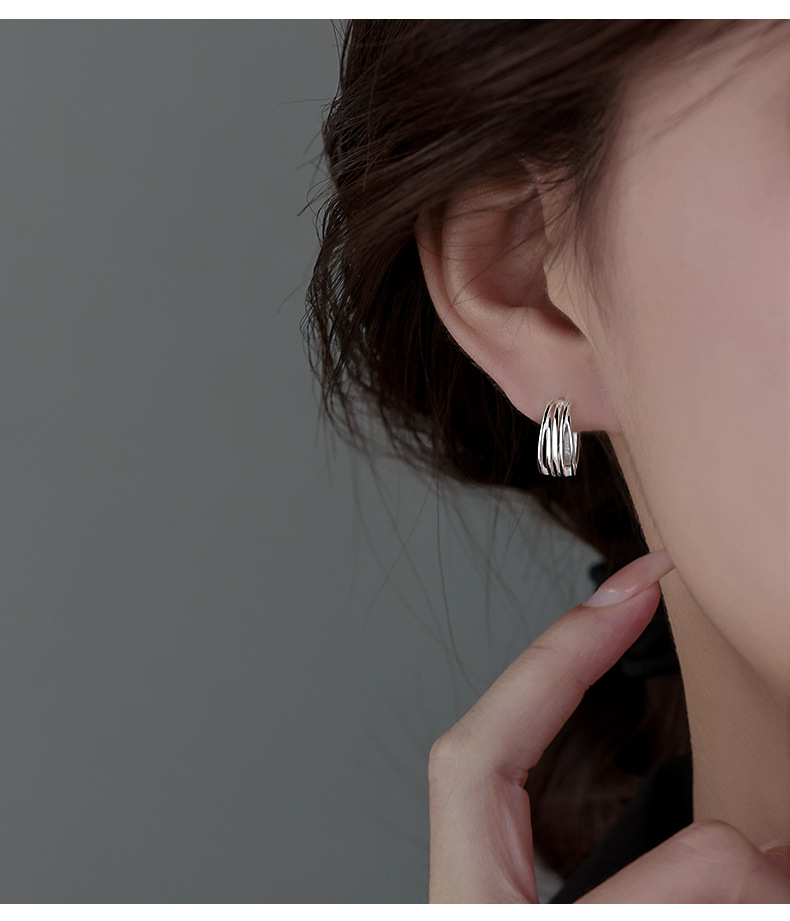925 sterling silver multi-layer women's earrings