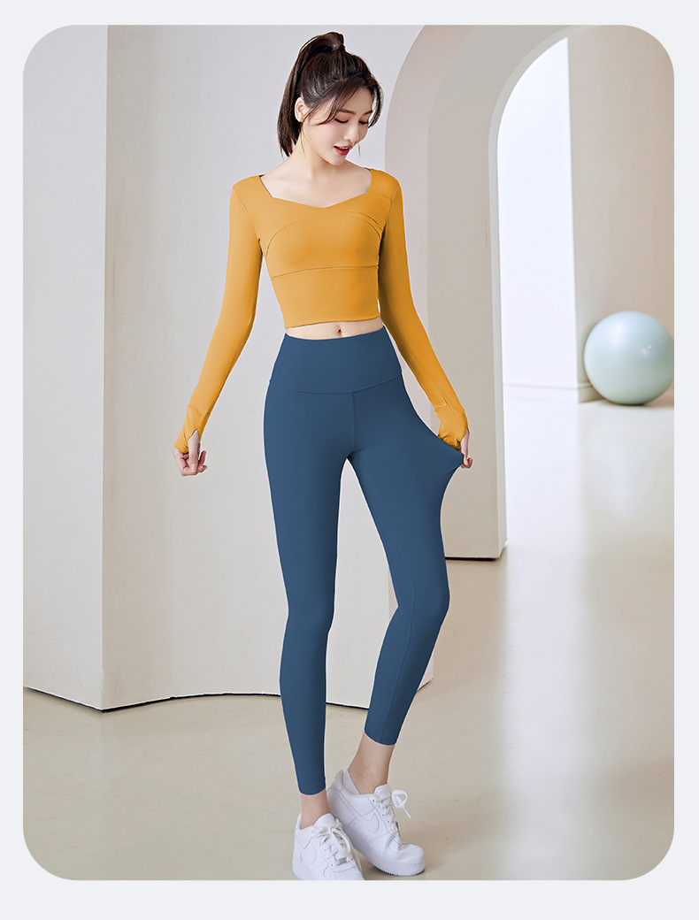 Damen-Yoga-Set, Langarm-Leggings, Lauftraining