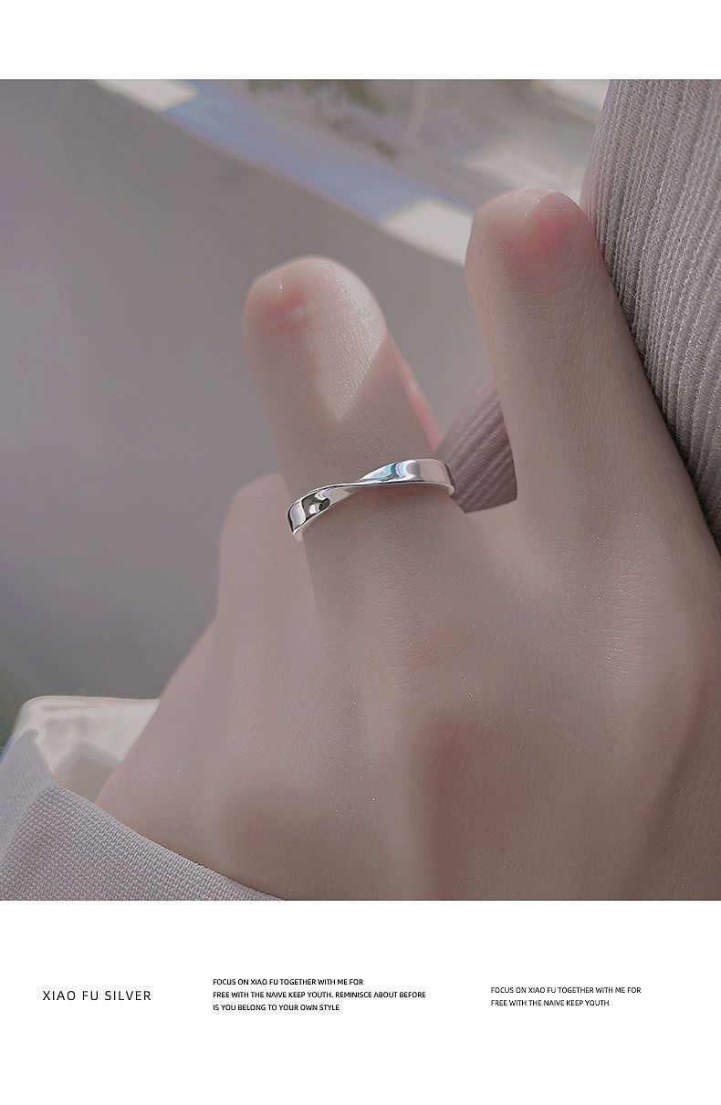 925 gümüş yüzük, kadın, Möbius tasarım, açık, minimalist