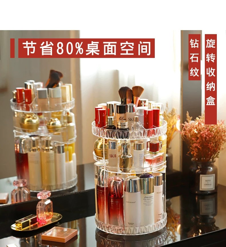 Drehbarer Acryl-Kosmetik-Organizer Schreibtisch Lagerregal