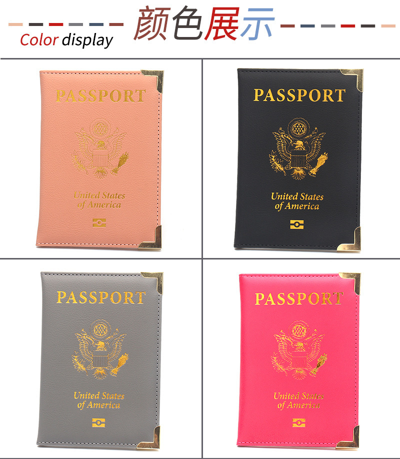 Passport Holder, Leather with Gold Hardware Corners