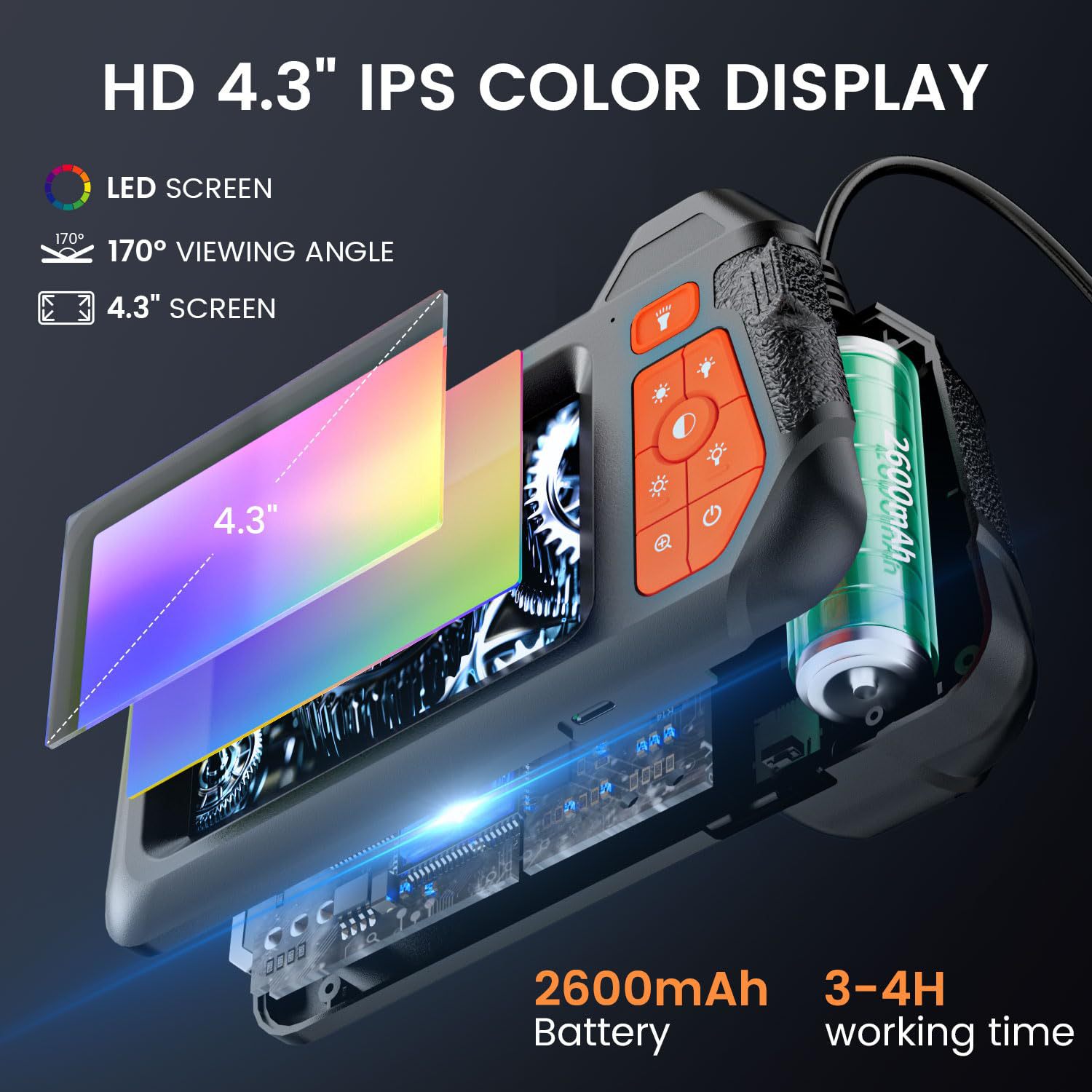 4.3 Inch Endoscope High Resolution Industrial Camera