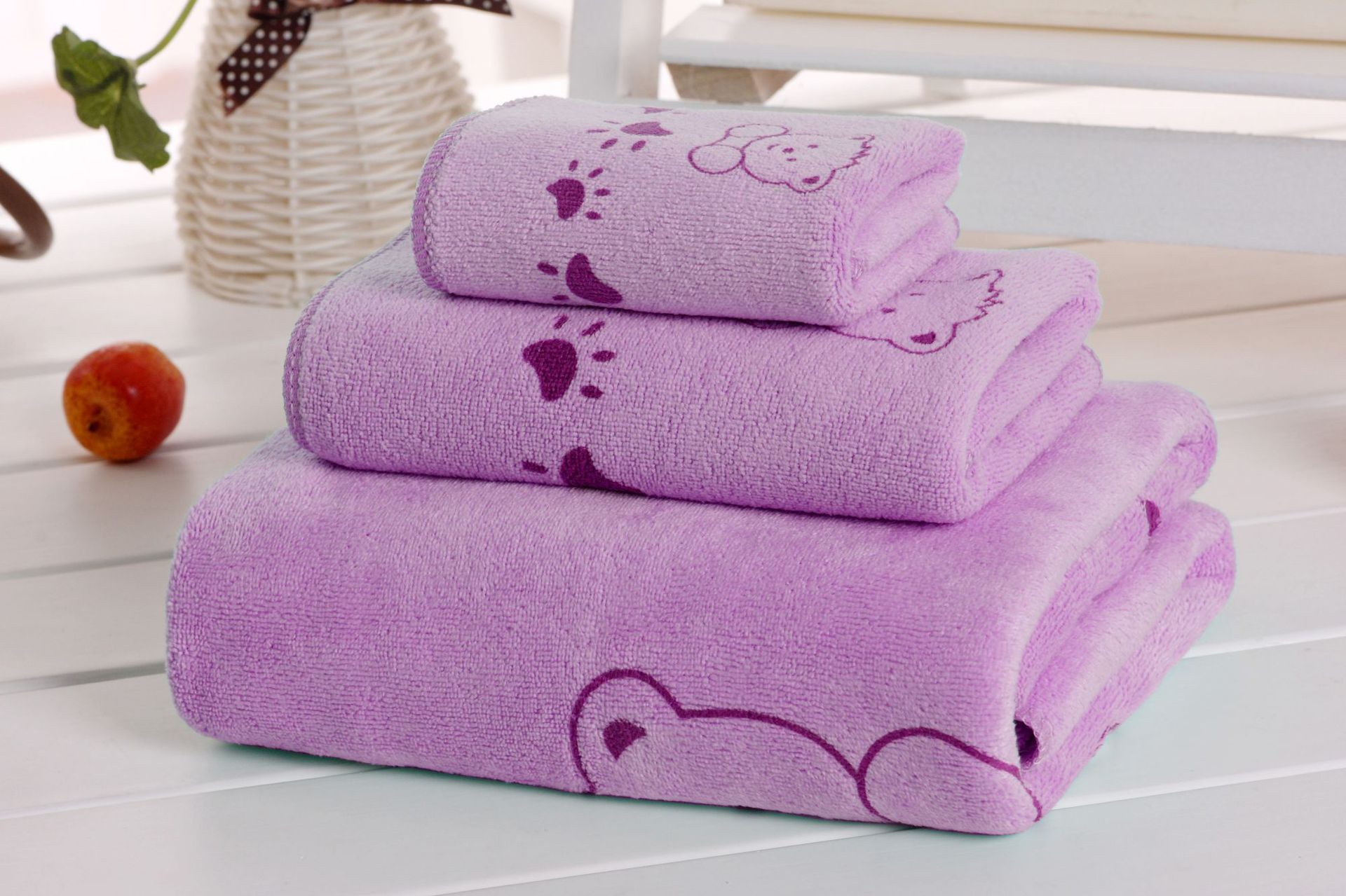 Baskılı banyo havlusu seti, 3 parça, yetişkin unisex