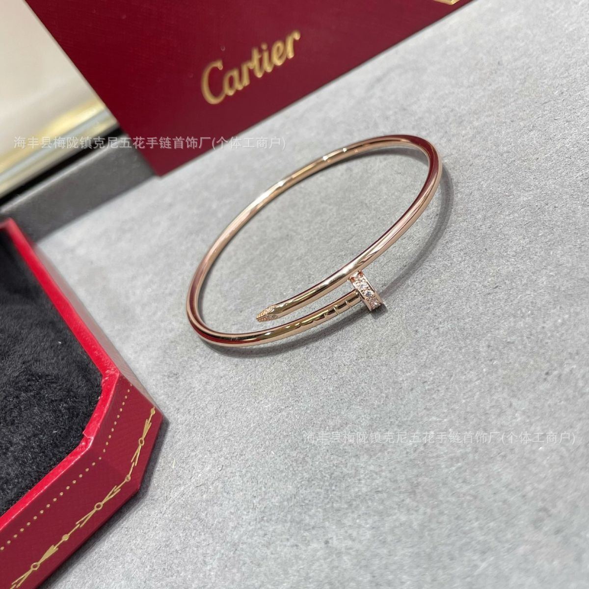 V-gold nail couple bracelet 18K rose gold elastic