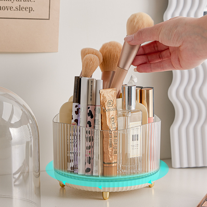 Cosmetic storage box with rotating compartments, dustproof, large capacity