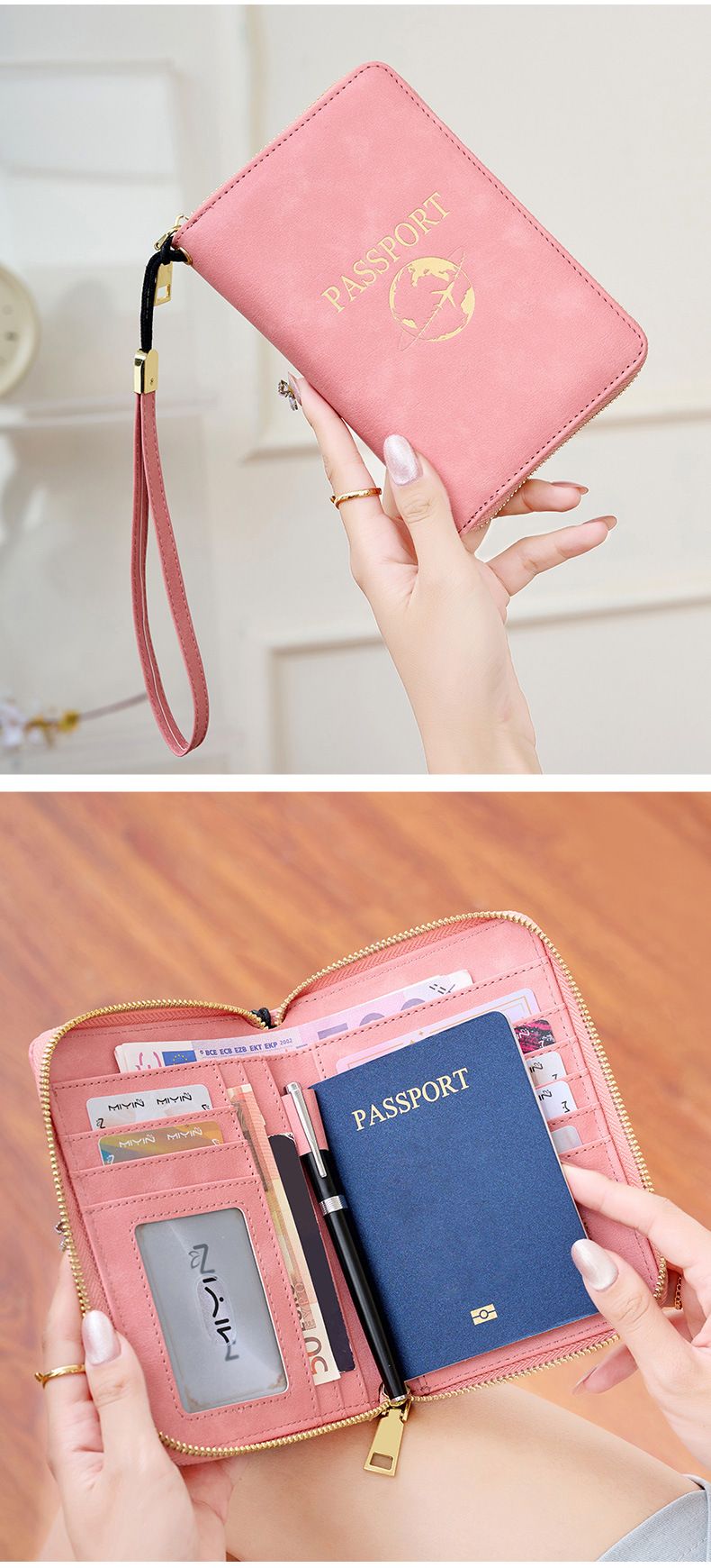 RFID passport wallet, multi-functional, magnetic protection