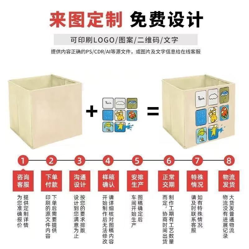 卡通格子柜收纳盒可折叠家居衣物储物筐大容量布艺玩具零食整理箱