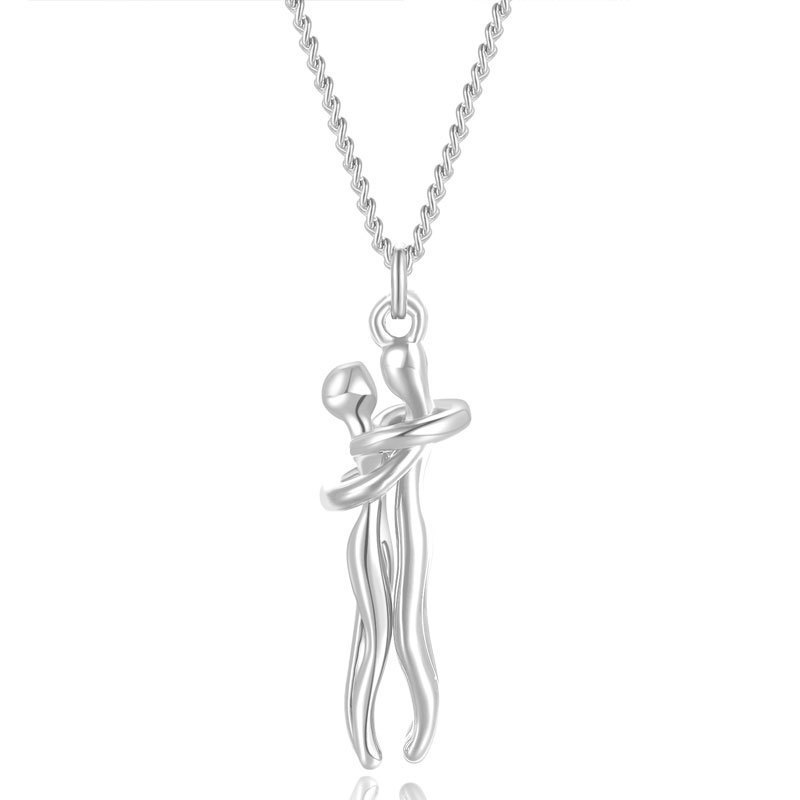 S925 Silber Partnerkette mit Umarmungsmotiv