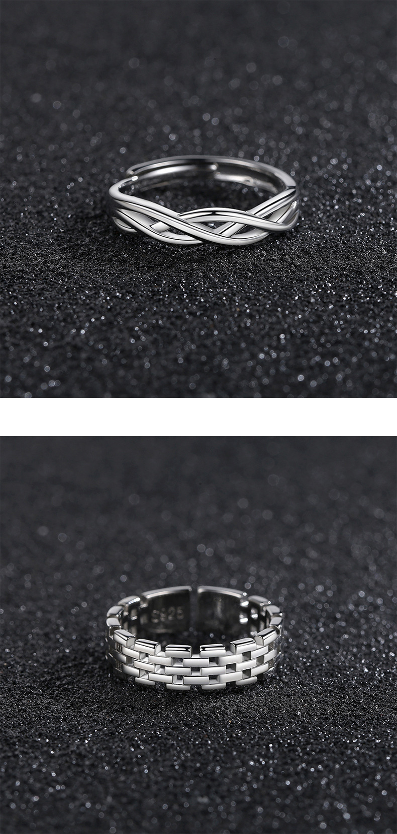 Men's combination stacking ring, retro open style
