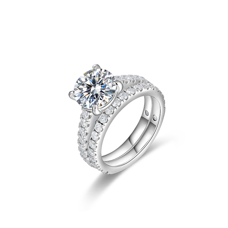 925 Silver 18K Gold 3 Carat Moissanite Ring Women