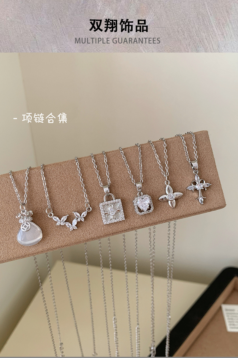 Stern- und Blüten-Quadrat Diamant Halsketten-Set