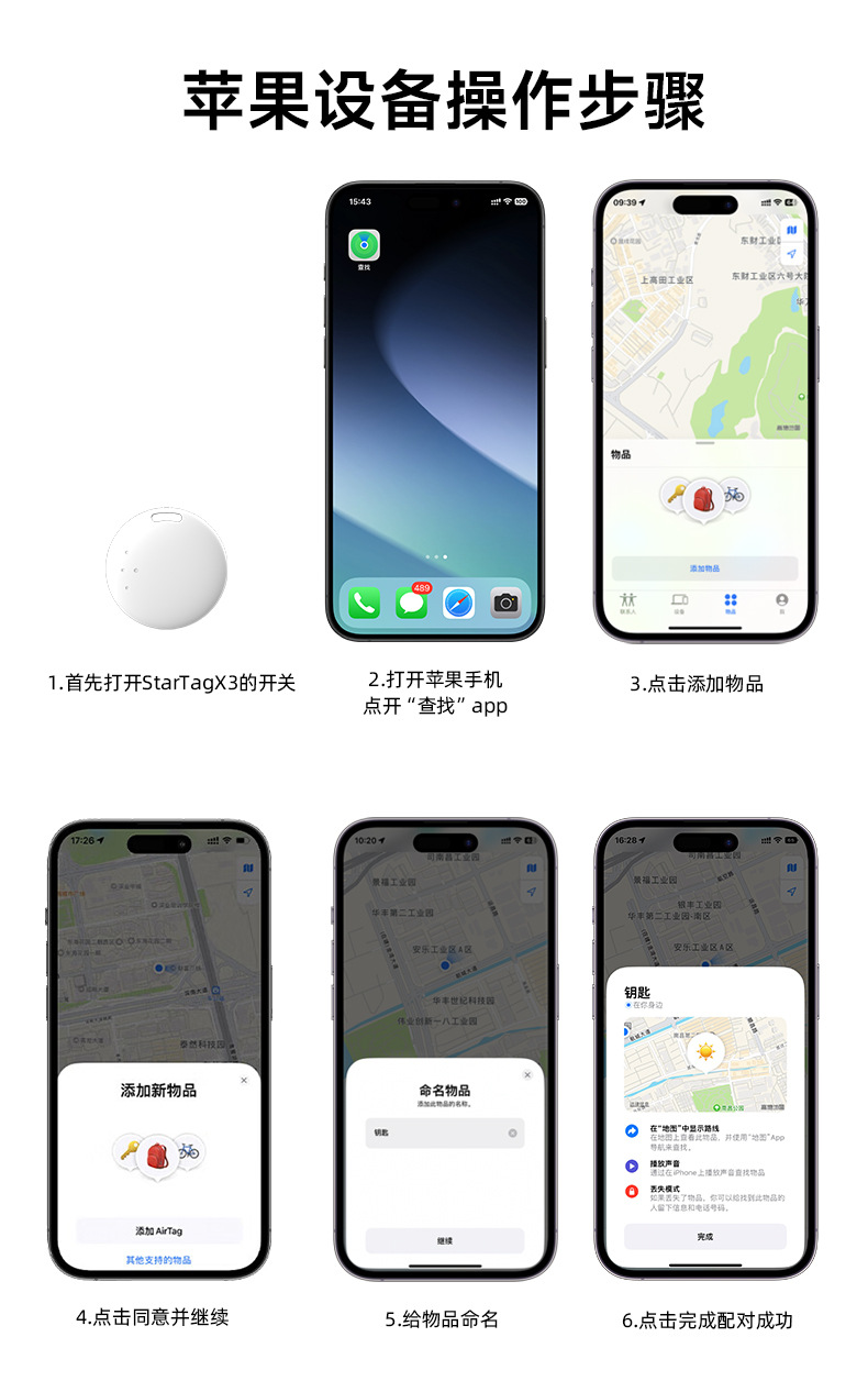Positionsbestimmungsgerät für Apple und Android FindHub